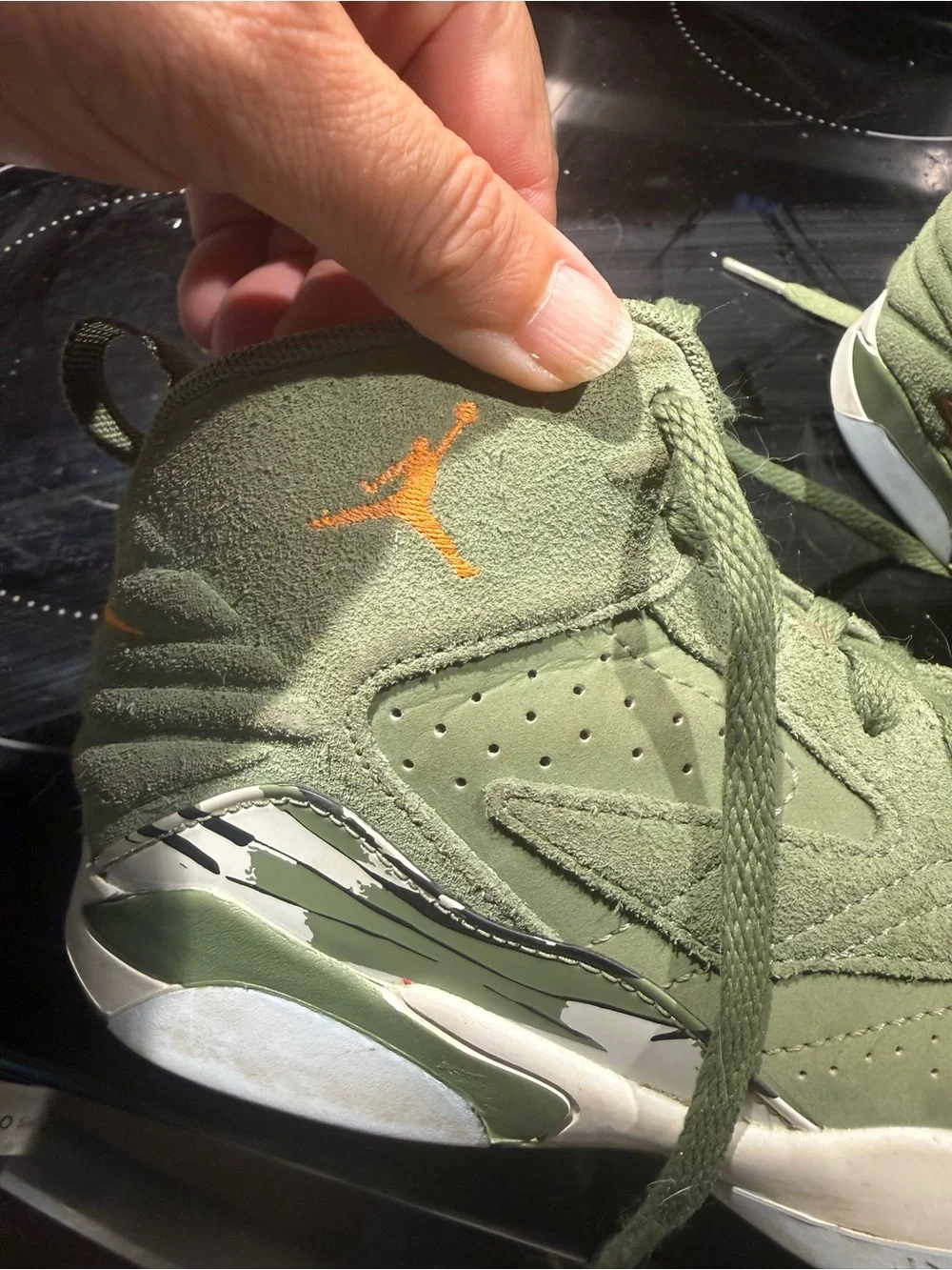 Jordan Kids Olive Green Suede High-Top Sneakers